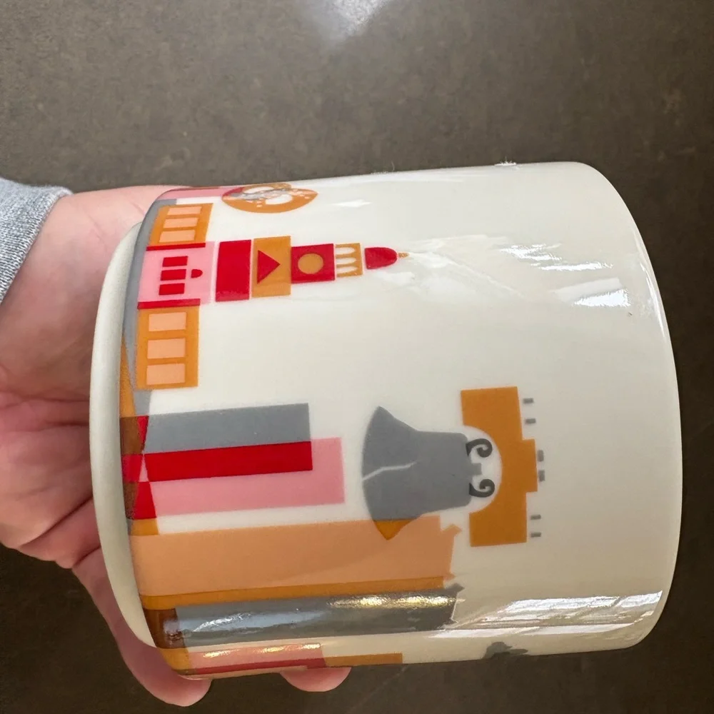 Starbucks White and Red Ceramic Mug with Abstract Design - Picture 3 of 4